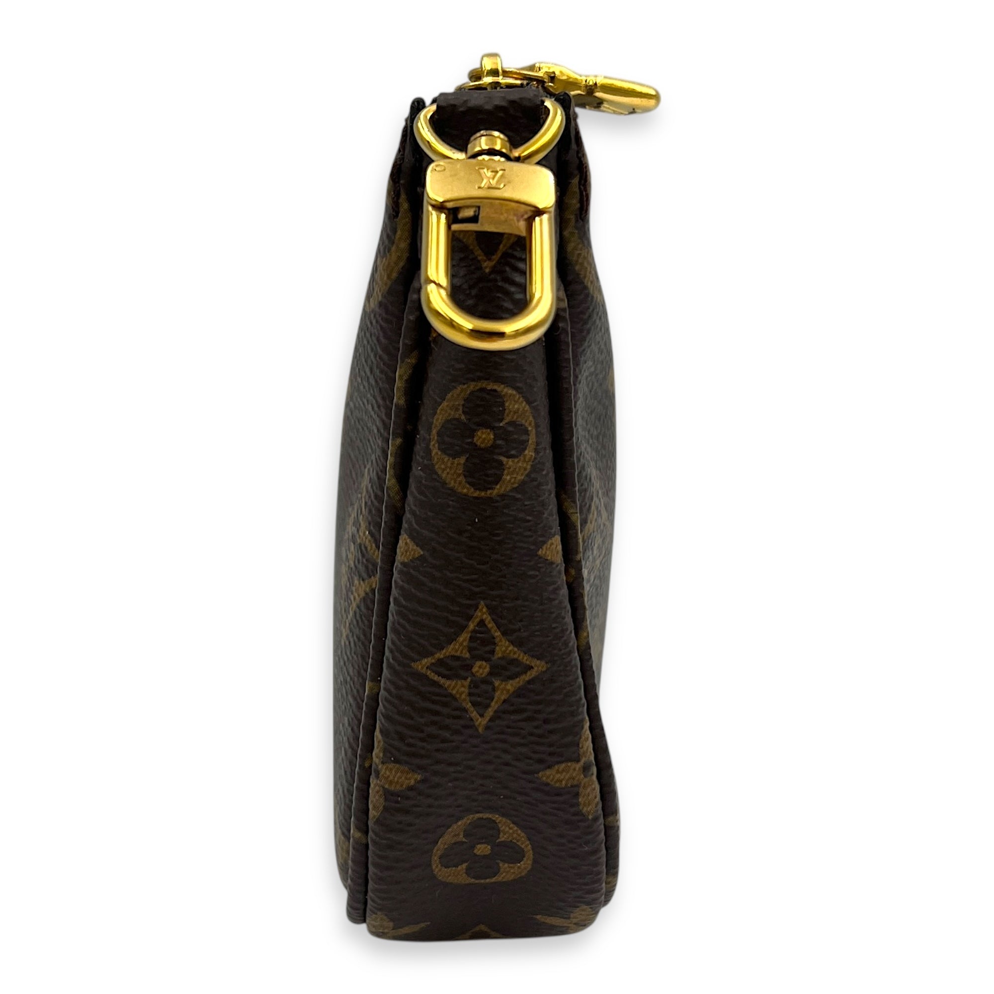 Pochette Accessoires Crossbody Bag Brown in Monogram Coated Canvas, Gold hardware