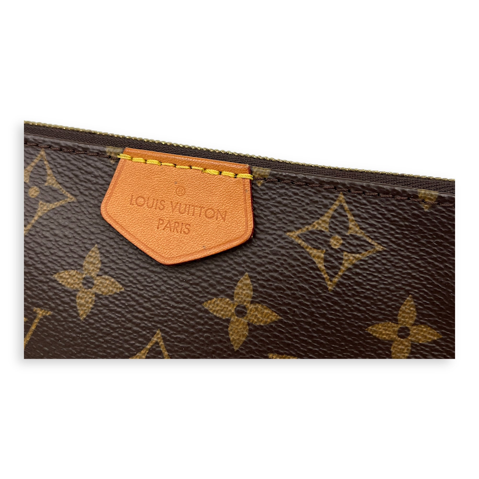 Pochette Accessoires Crossbody Bag Brown in Monogram Coated Canvas, Gold hardware