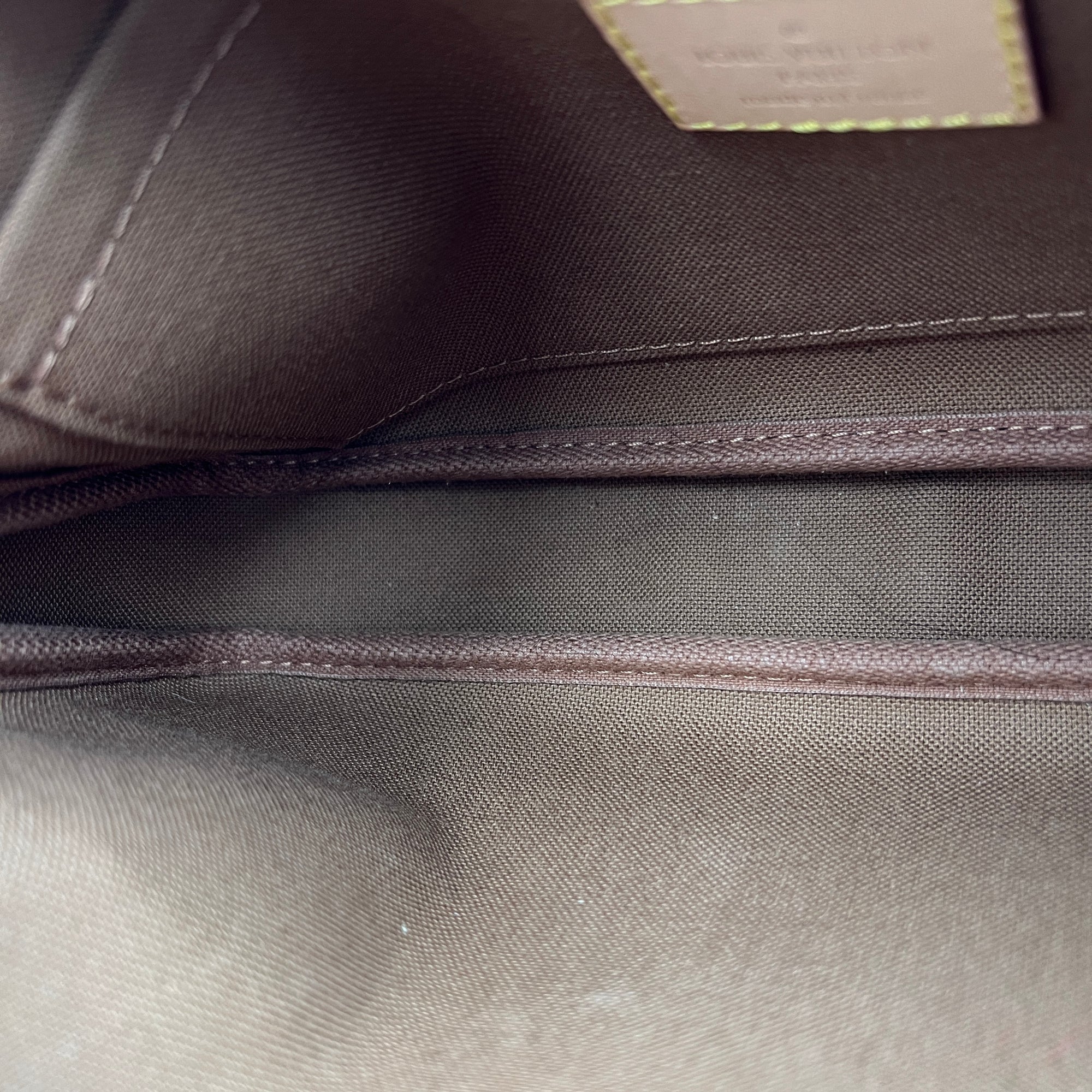 Pochette Accessoires Crossbody Bag Brown in Monogram Coated Canvas, Gold hardware