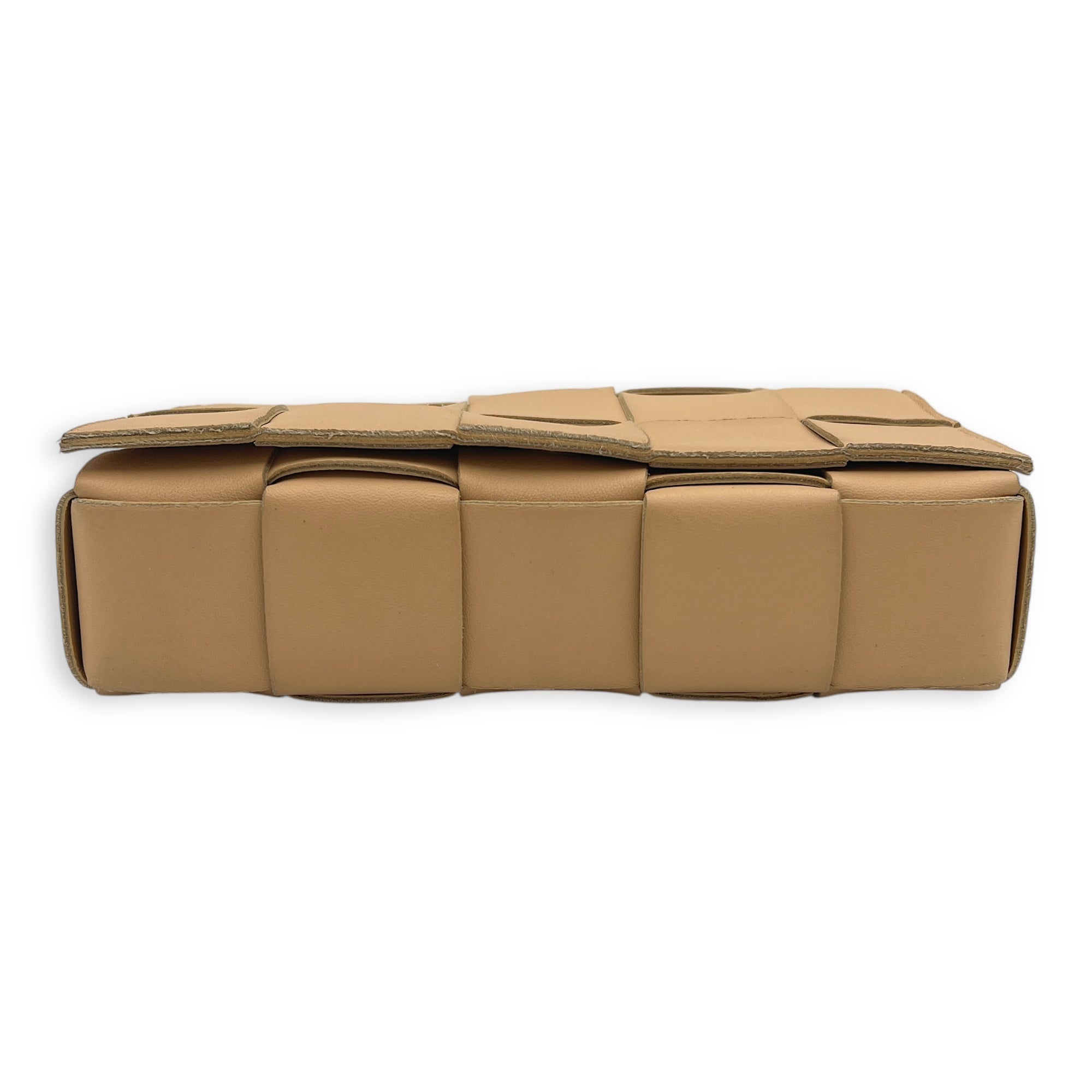 Cassette Crossbody Bag Beige in Calfskin, Gold hardware