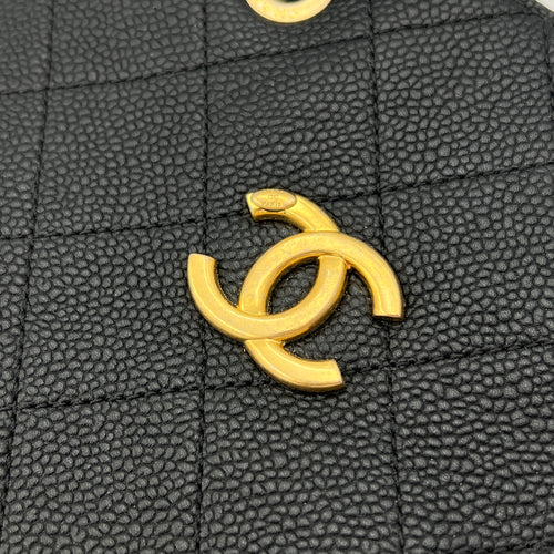 CC Bucket Bag Black in Caviar Leather, Gold hardware