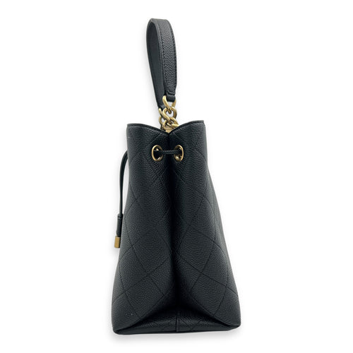CC Bucket Bag Black in Caviar Leather, Gold hardware