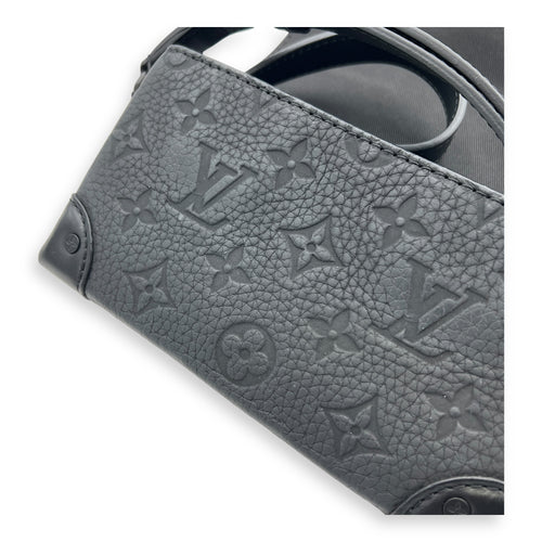 Steamer Shoulder Bag Black in Empreinte Leather, Black hardware