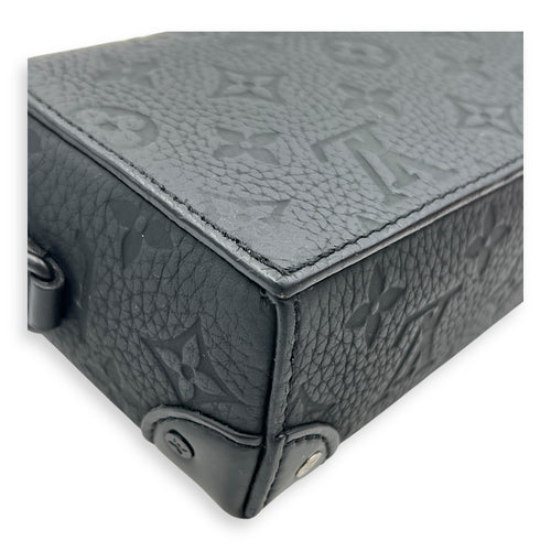 Steamer Shoulder Bag Black in Empreinte Leather, Black hardware