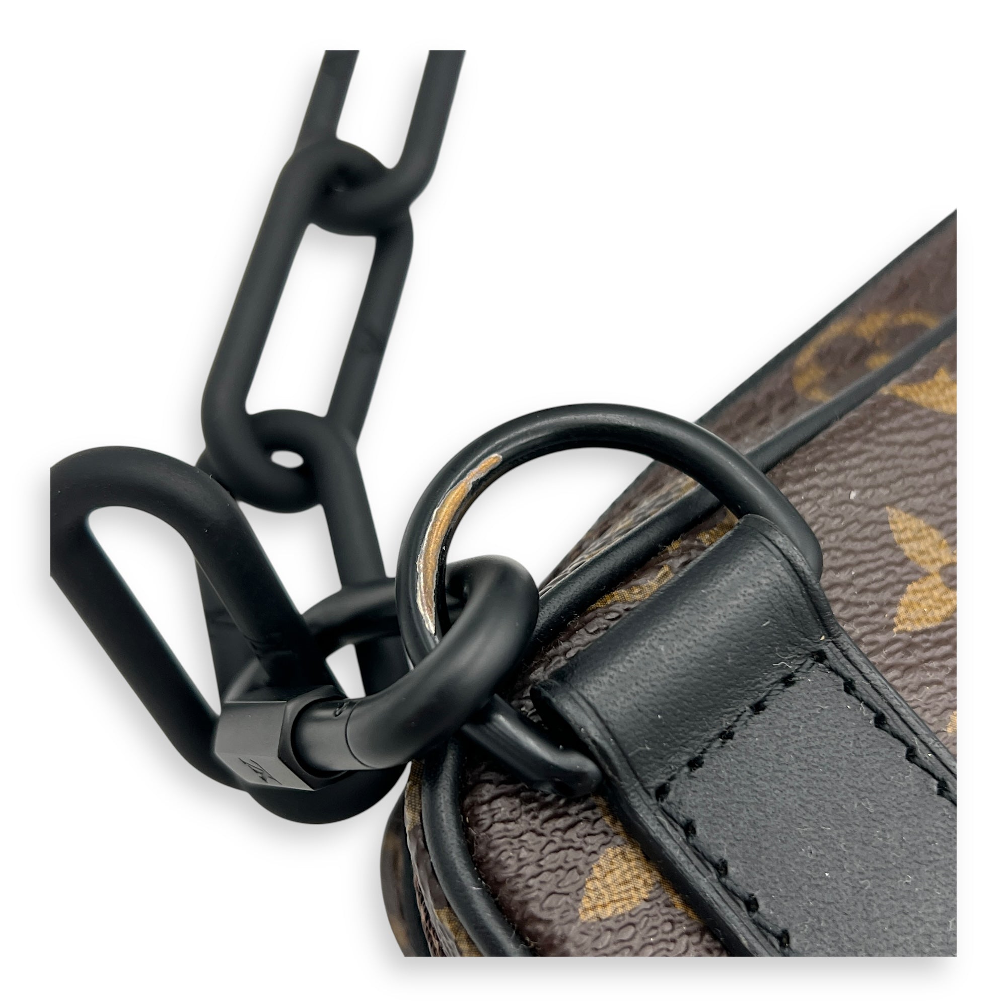 Solar Utility Brown Shoulder Bag in Monogram Coated Canvas, Black hardware