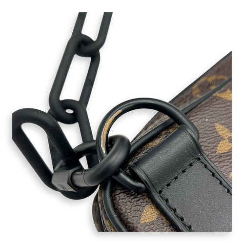 Solar Utility Brown Shoulder Bag in Monogram Coated Canvas, Black hardware