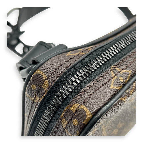 Solar Utility Brown Shoulder Bag in Monogram Coated Canvas, Black hardware