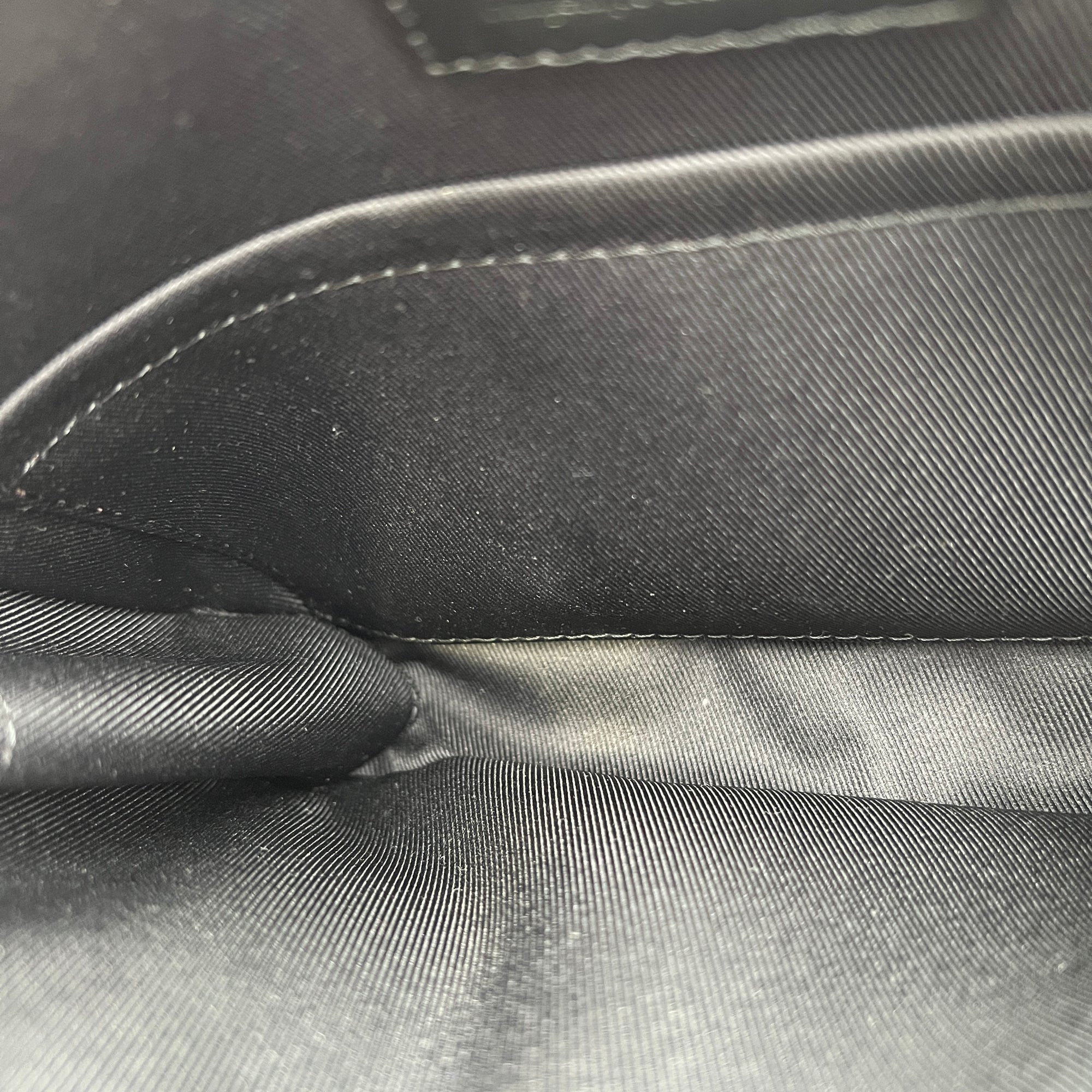 Solar Utility Brown Shoulder Bag in Monogram Coated Canvas, Black hardware