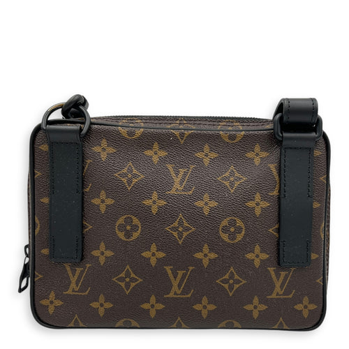 Solar Utility Brown Shoulder Bag in Monogram Coated Canvas, Black hardware