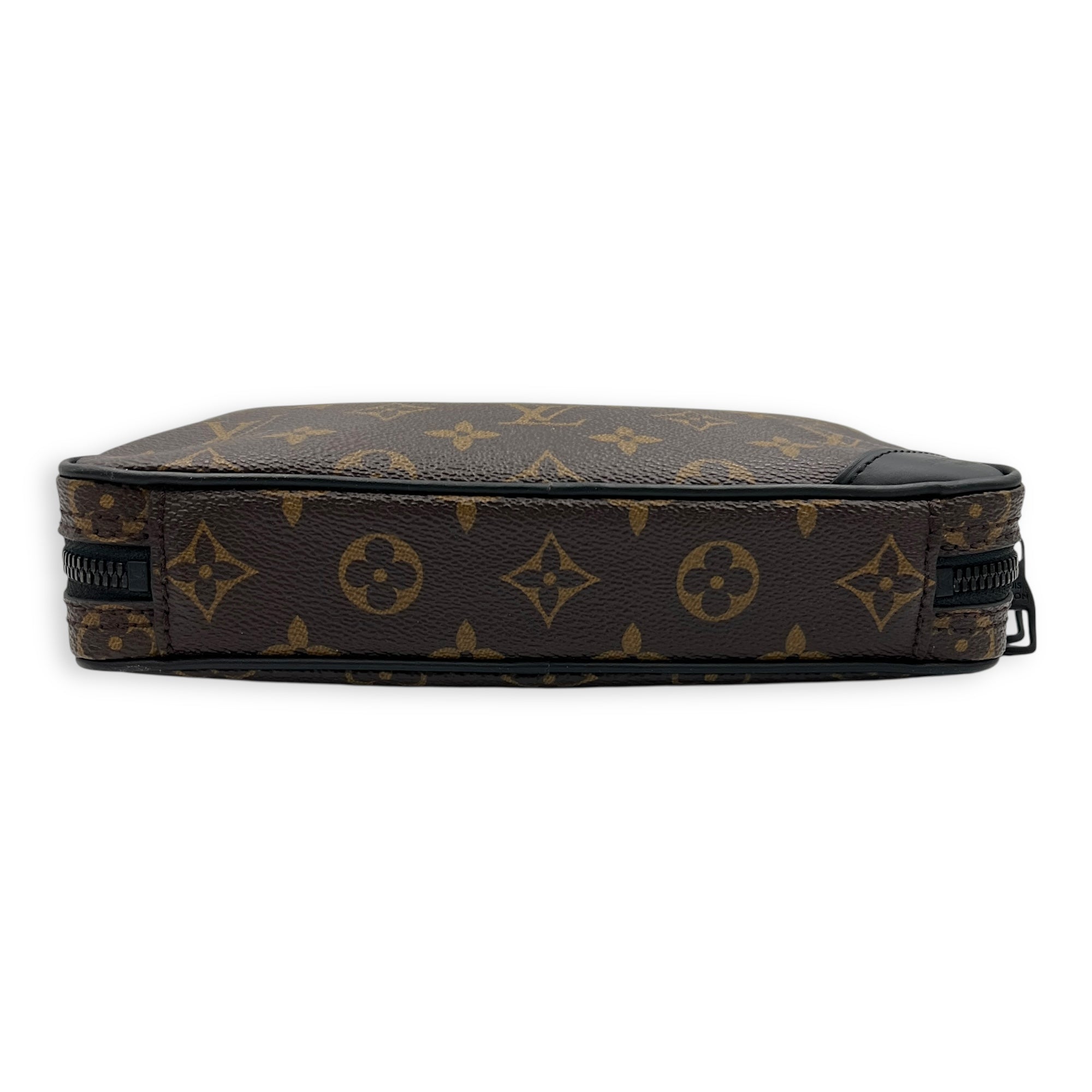 Solar Utility Brown Shoulder Bag in Monogram Coated Canvas, Black hardware