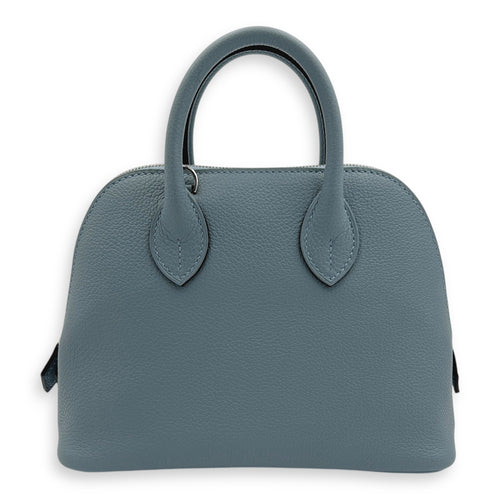 Bolide 1923 Mini Bleu Lin Top Handle Bag in Evercolor, Palladium hardware