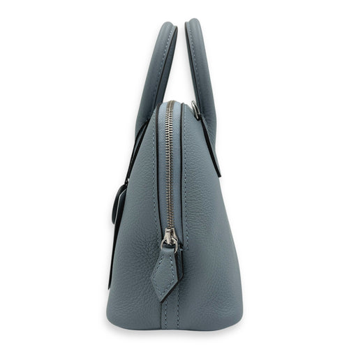 Bolide 1923 Mini Bleu Lin Top Handle Bag in Evercolor, Palladium hardware