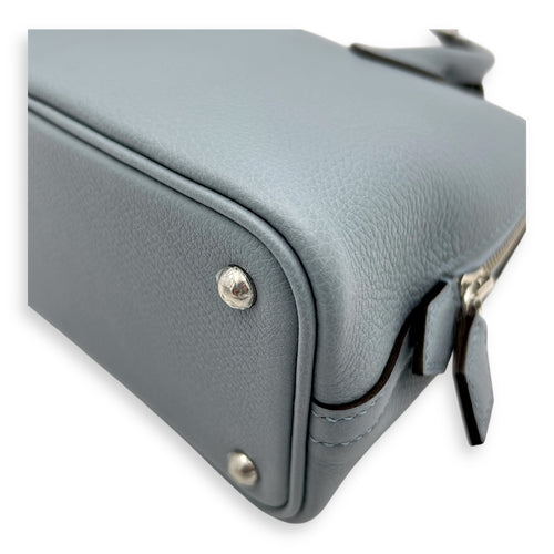 Bolide 1923 Mini Bleu Lin Top Handle Bag in Evercolor, Palladium hardware