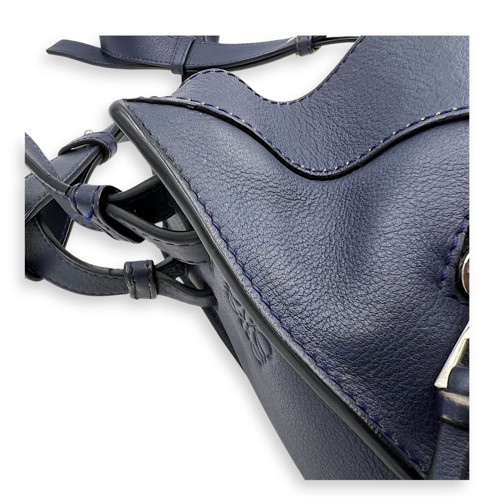 Hammock Small Blue Crossbody Bag in Calfskin, Silver hardware