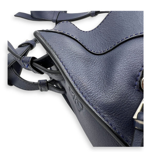 Hammock Small Blue Crossbody Bag in Calfskin, Silver hardware