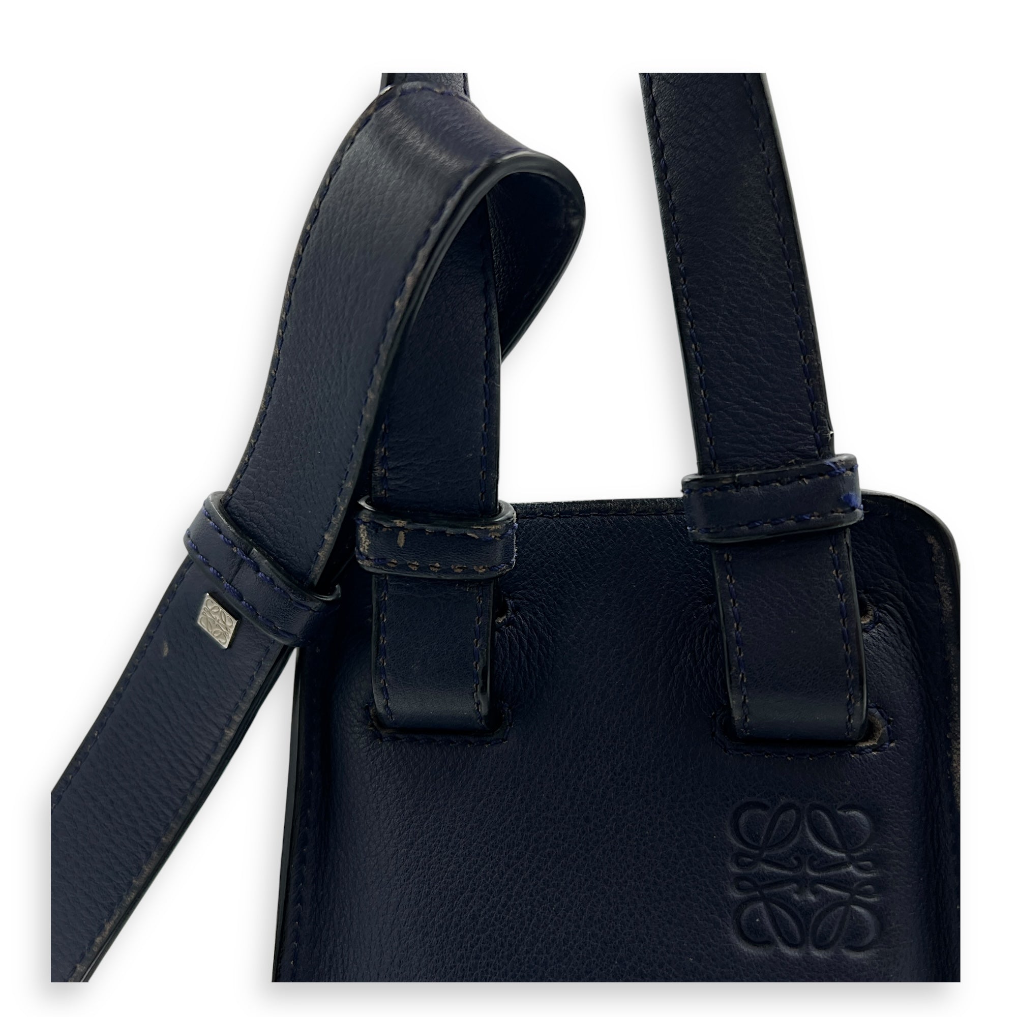 Hammock Small Blue Crossbody Bag in Calfskin, Silver hardware