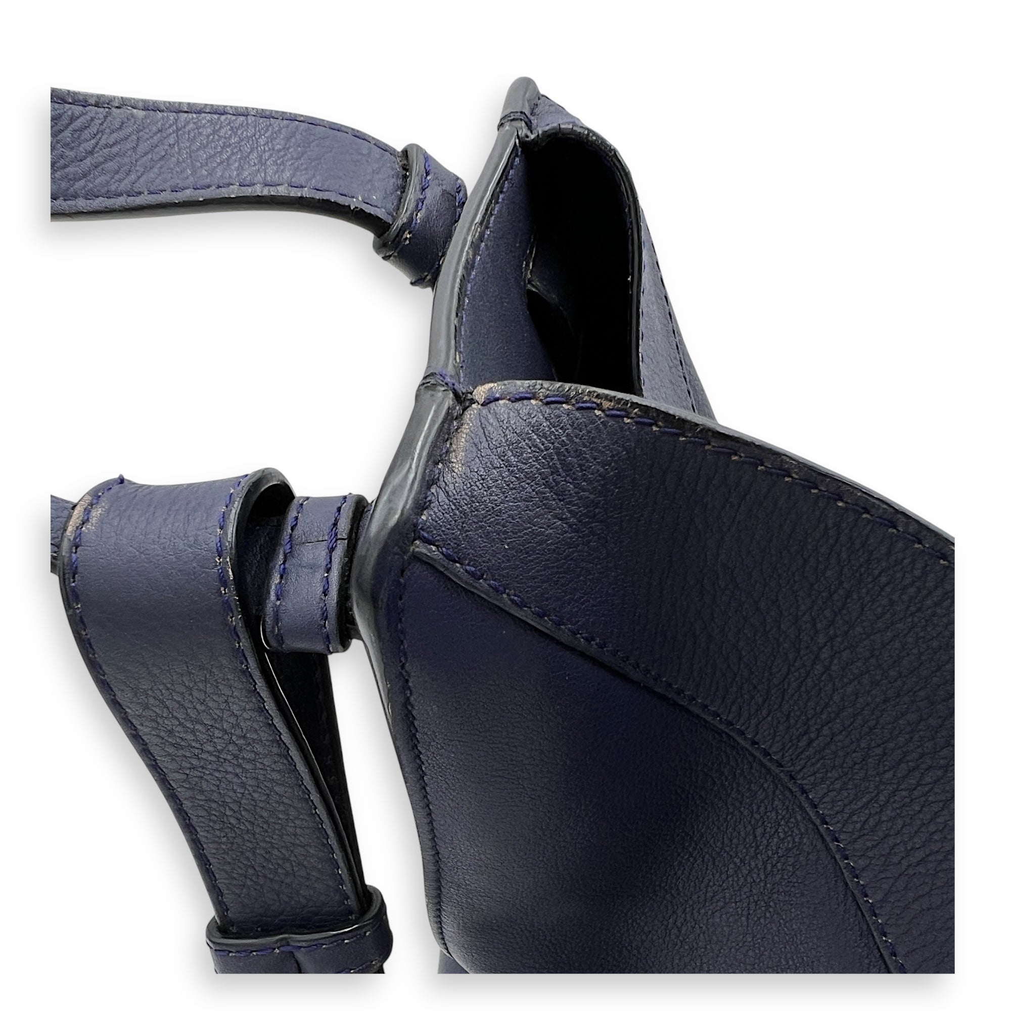 Hammock Small Blue Crossbody Bag in Calfskin, Silver hardware