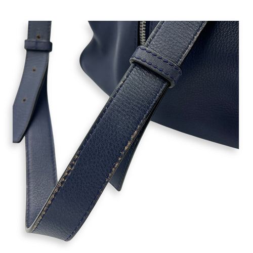 Hammock Small Blue Crossbody Bag in Calfskin, Silver hardware