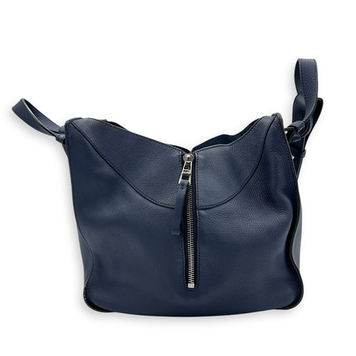 Hammock Small Blue Crossbody Bag in Calfskin, Silver hardware