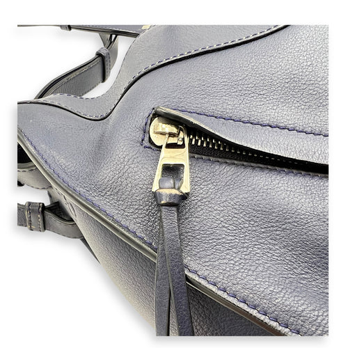 Hammock Small Blue Crossbody Bag in Calfskin, Silver hardware