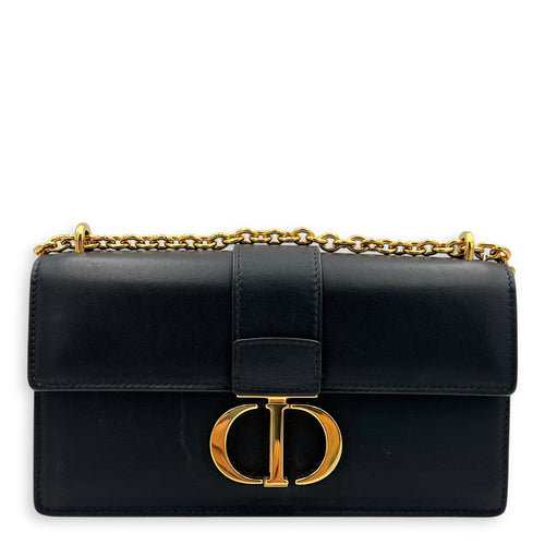 30 Montaigne East-west Black Shoulder Bag in Calfskin, Gold hardware