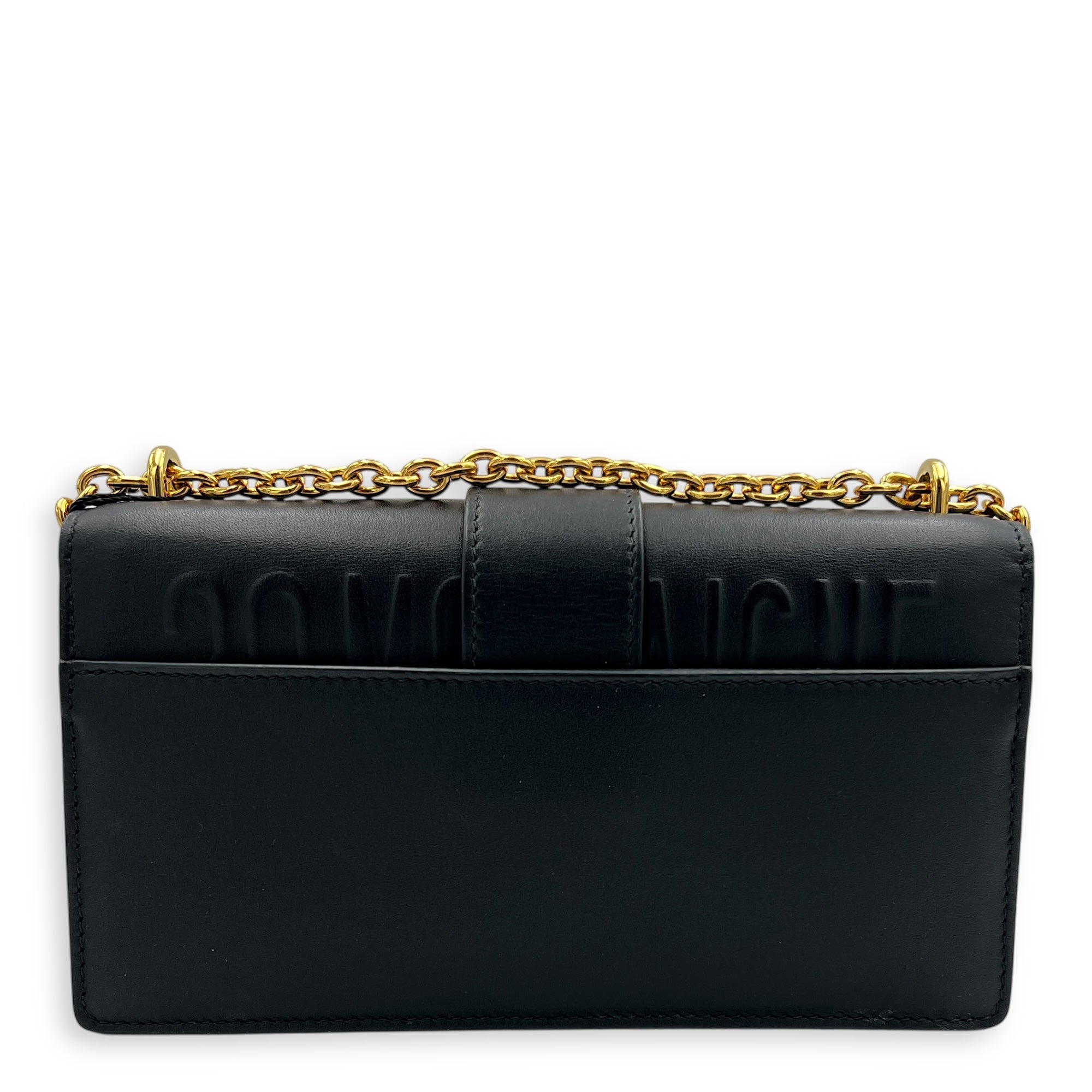30 Montaigne East-west Black Shoulder Bag in Calfskin, Gold hardware