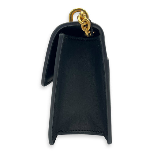 30 Montaigne East-west Black Shoulder Bag in Calfskin, Gold hardware