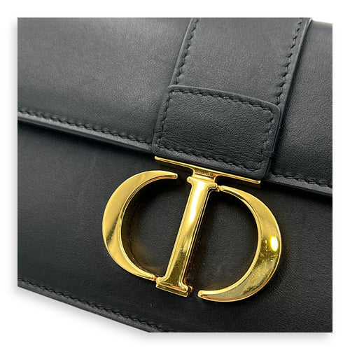 30 Montaigne East-west Black Shoulder Bag in Calfskin, Gold hardware