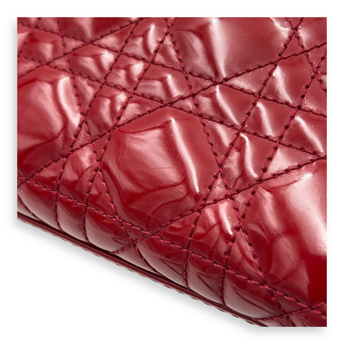 Lady Dior Large Red Top Handle Bag in Patent Leather, Silver hardware