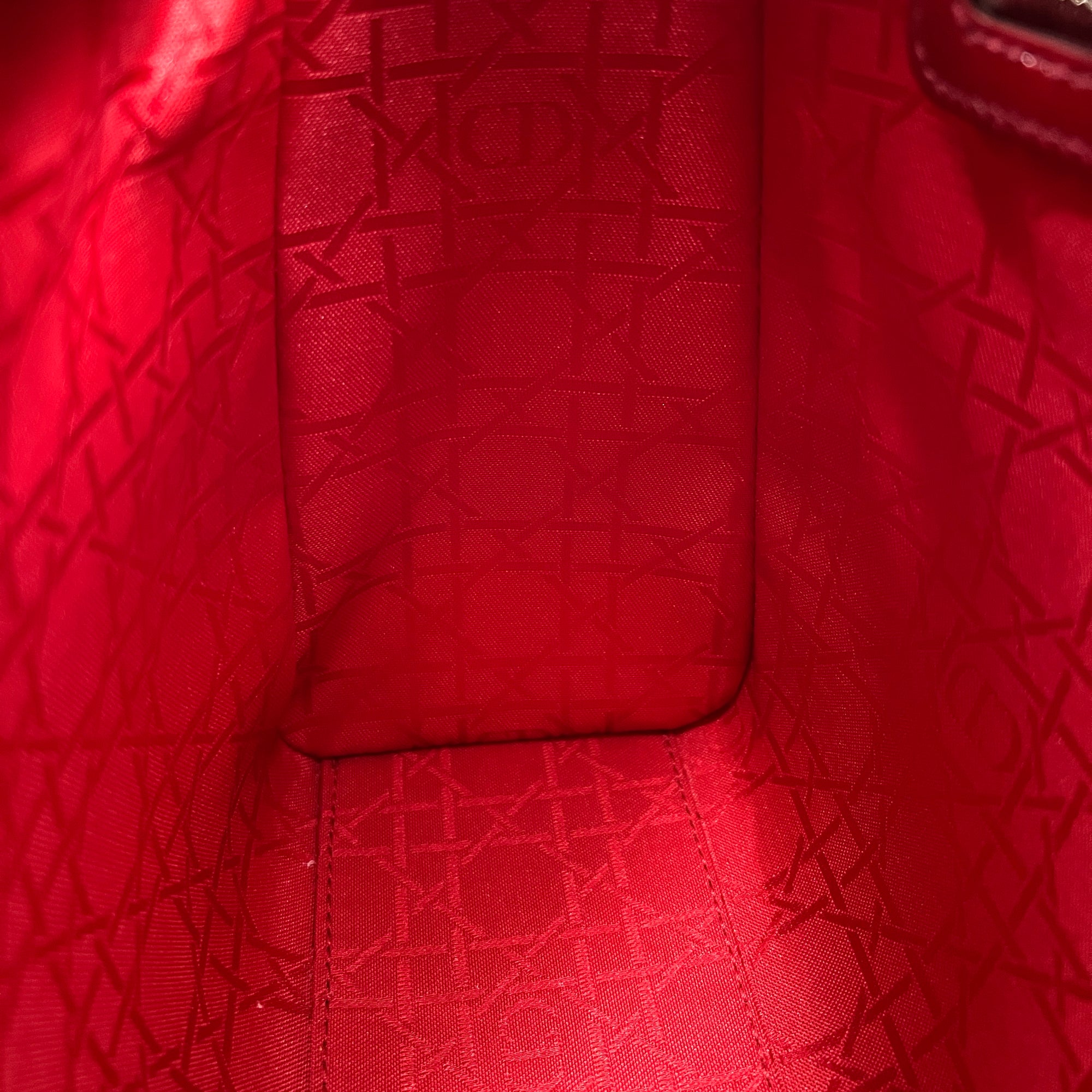 Lady Dior Large Red Top Handle Bag in Patent Leather, Silver hardware