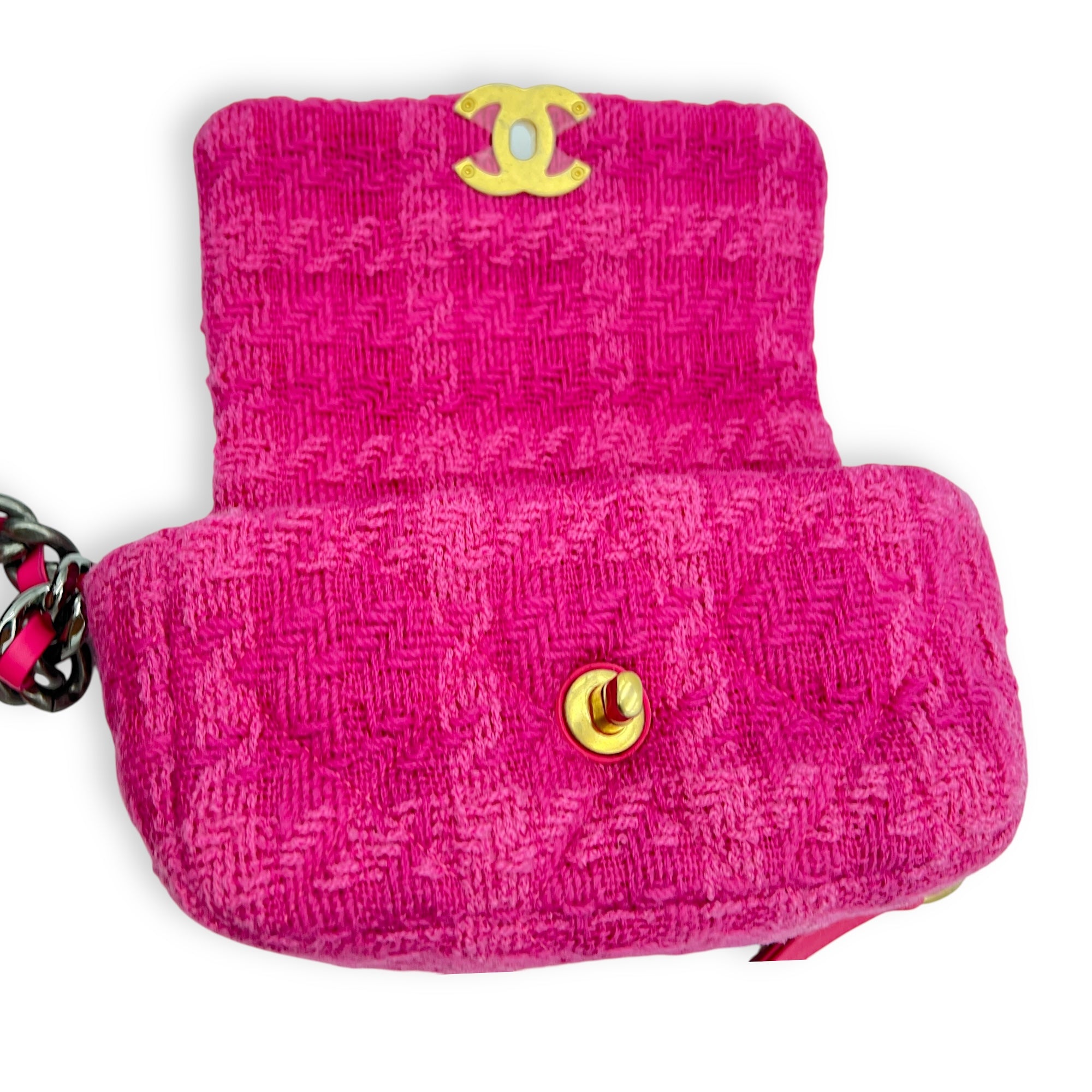 C19 Belt Bag Pink in Tweed, Mixed hardware