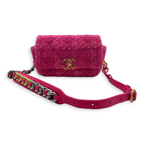 C19 Belt Bag Pink in Tweed, Mixed hardware