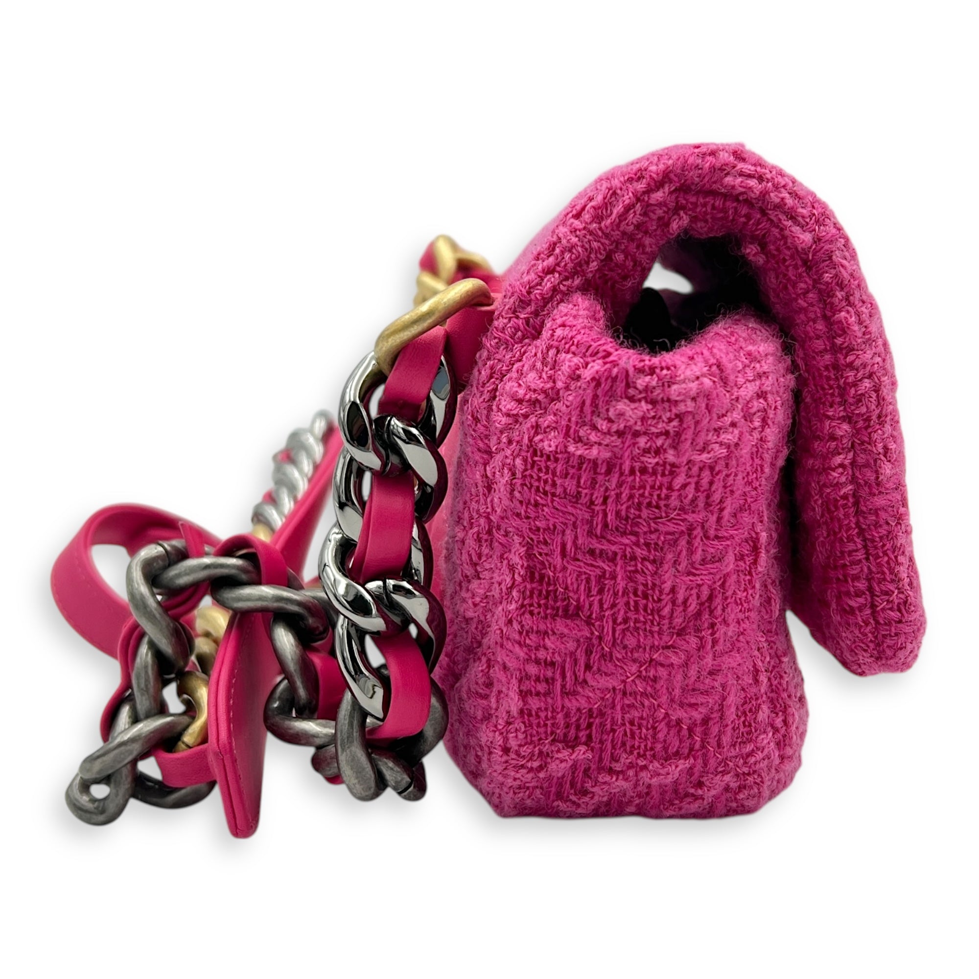 C19 Belt Bag Pink in Tweed, Mixed hardware