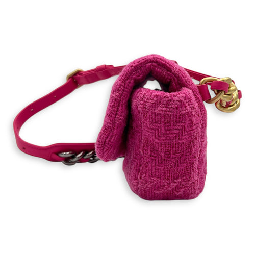 C19 Belt Bag Pink in Tweed, Mixed hardware