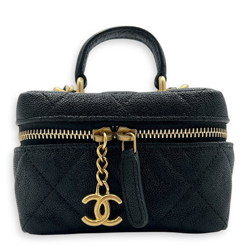 CC Vanity Bag Black in Caviar Leather, Gold hardware