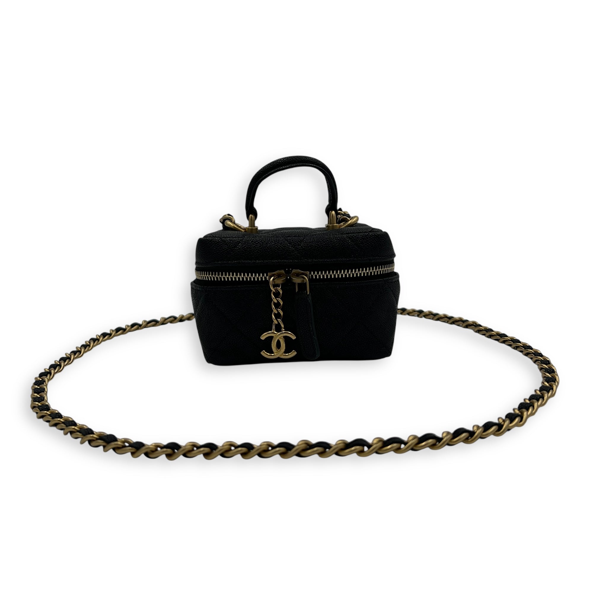 CC Vanity Bag Black in Caviar Leather, Gold hardware