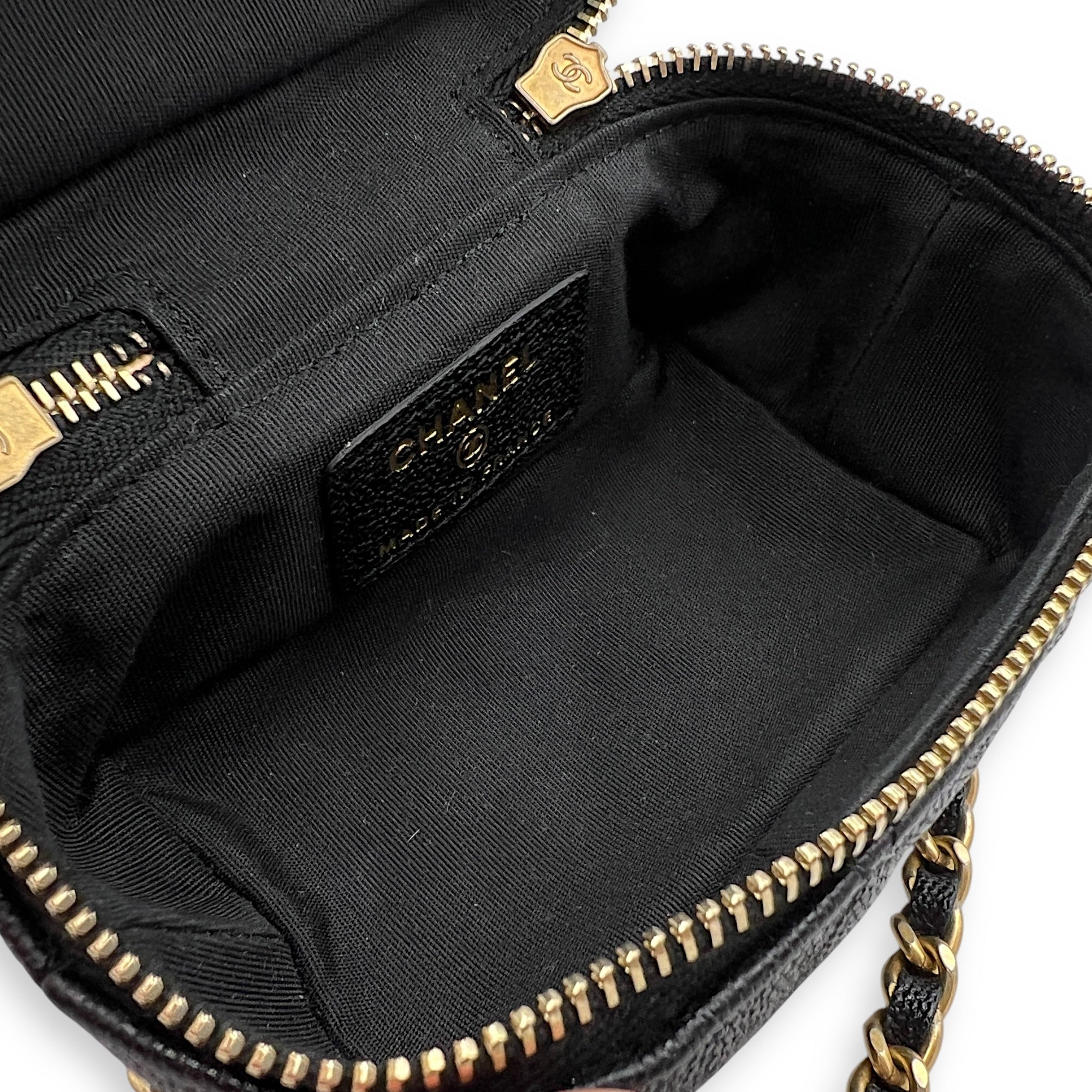 CC Vanity Bag Black in Caviar Leather, Gold hardware