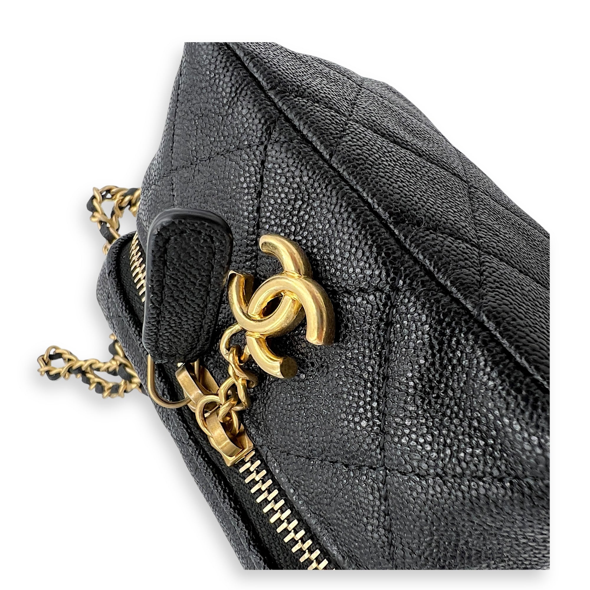 CC Vanity Bag Black in Caviar Leather, Gold hardware