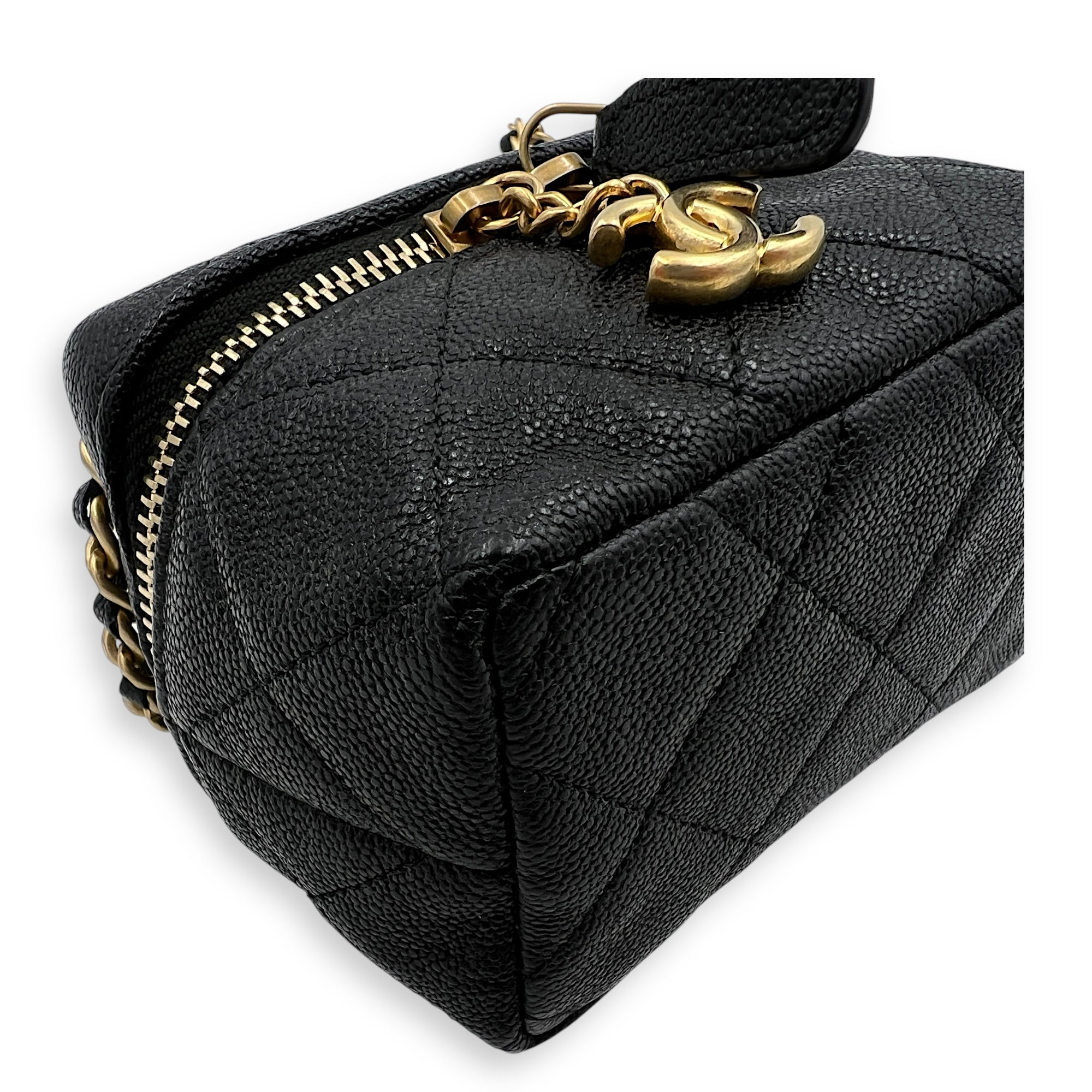 CC Vanity Bag Black in Caviar Leather, Gold hardware