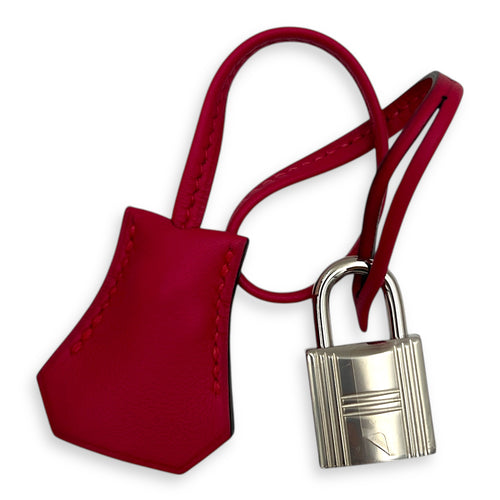 Birkin Fray Fray Framboise in Swift leather and Toile, Palladium hardware