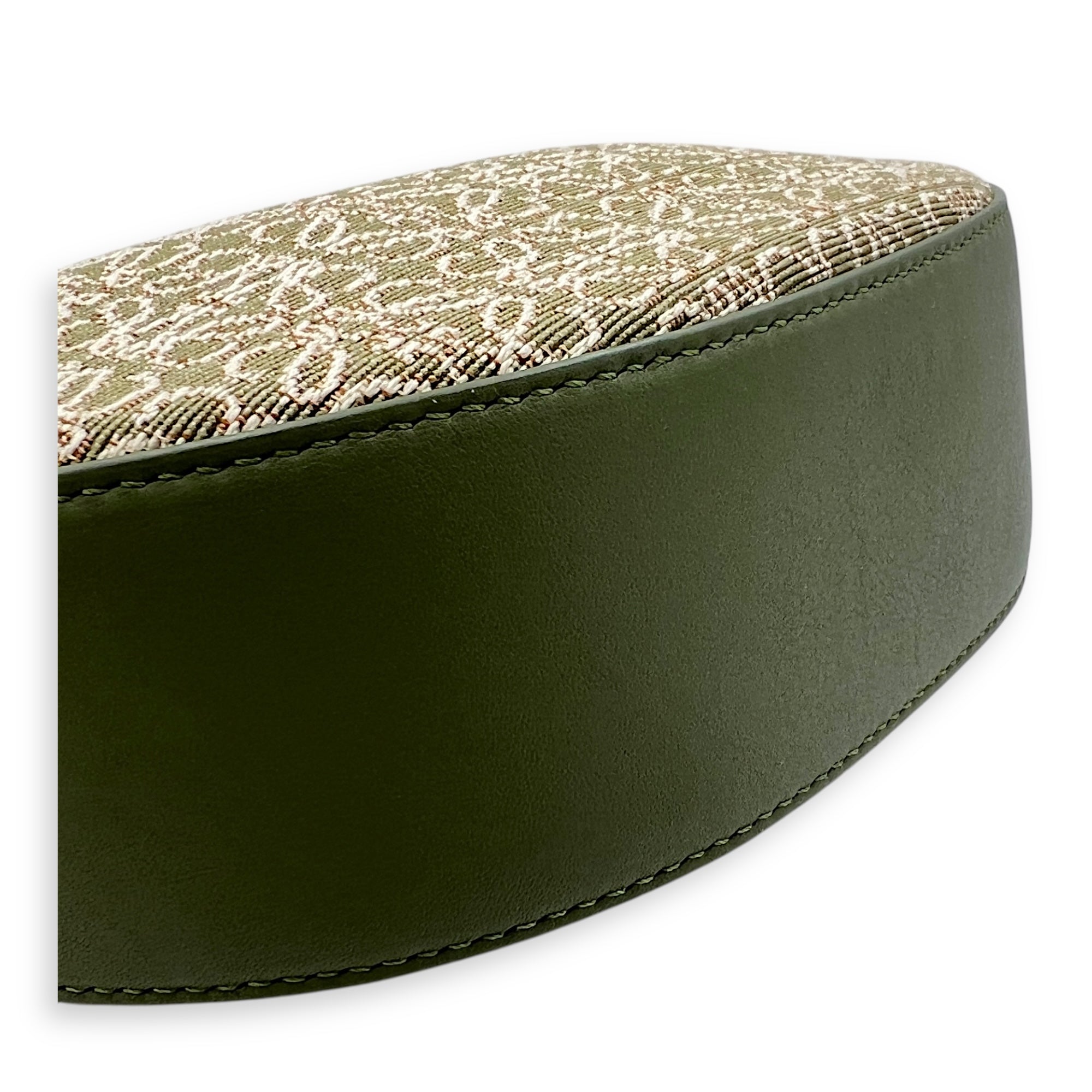 Luna Mini Green Shoulder Bag in Canvas and leather, Gold hardware