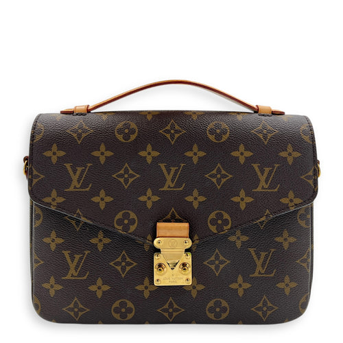 Metis Crossbody Bag Brown in Monogram Coated Canvas, Gold hardware