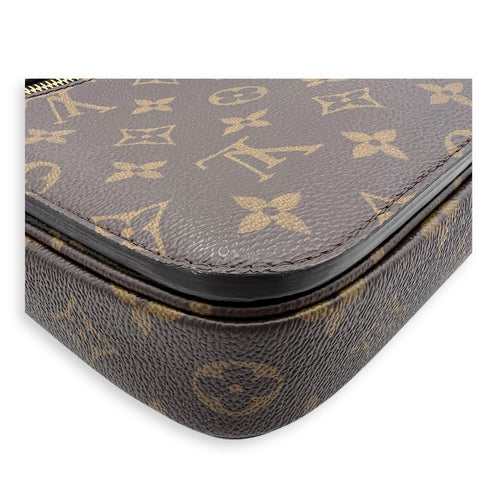 Metis Crossbody Bag Brown in Monogram Coated Canvas, Gold hardware