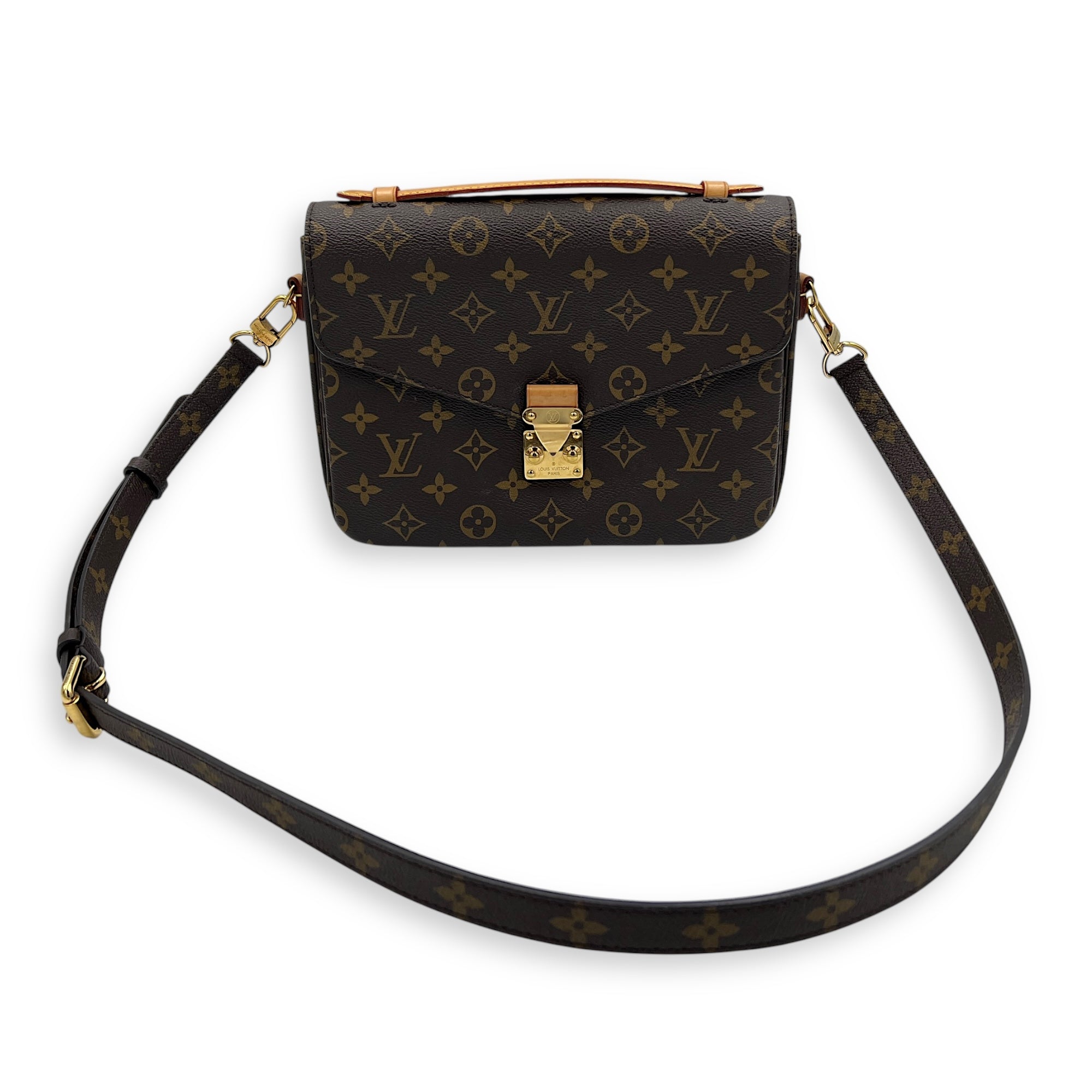 Metis Crossbody Bag Brown in Monogram Coated Canvas, Gold hardware