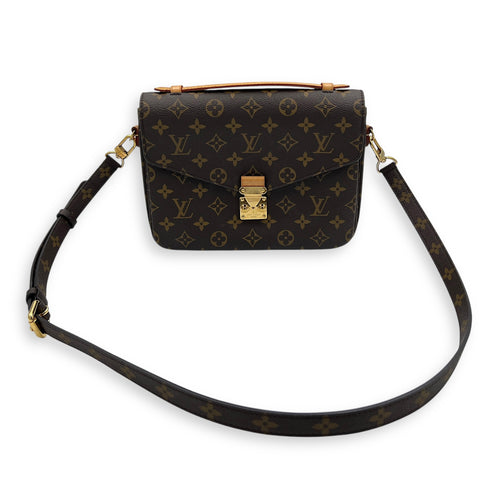 Metis Crossbody Bag Brown in Monogram Coated Canvas, Gold hardware