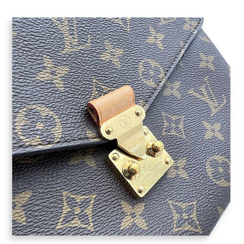 Metis Crossbody Bag Brown in Monogram Coated Canvas, Gold hardware