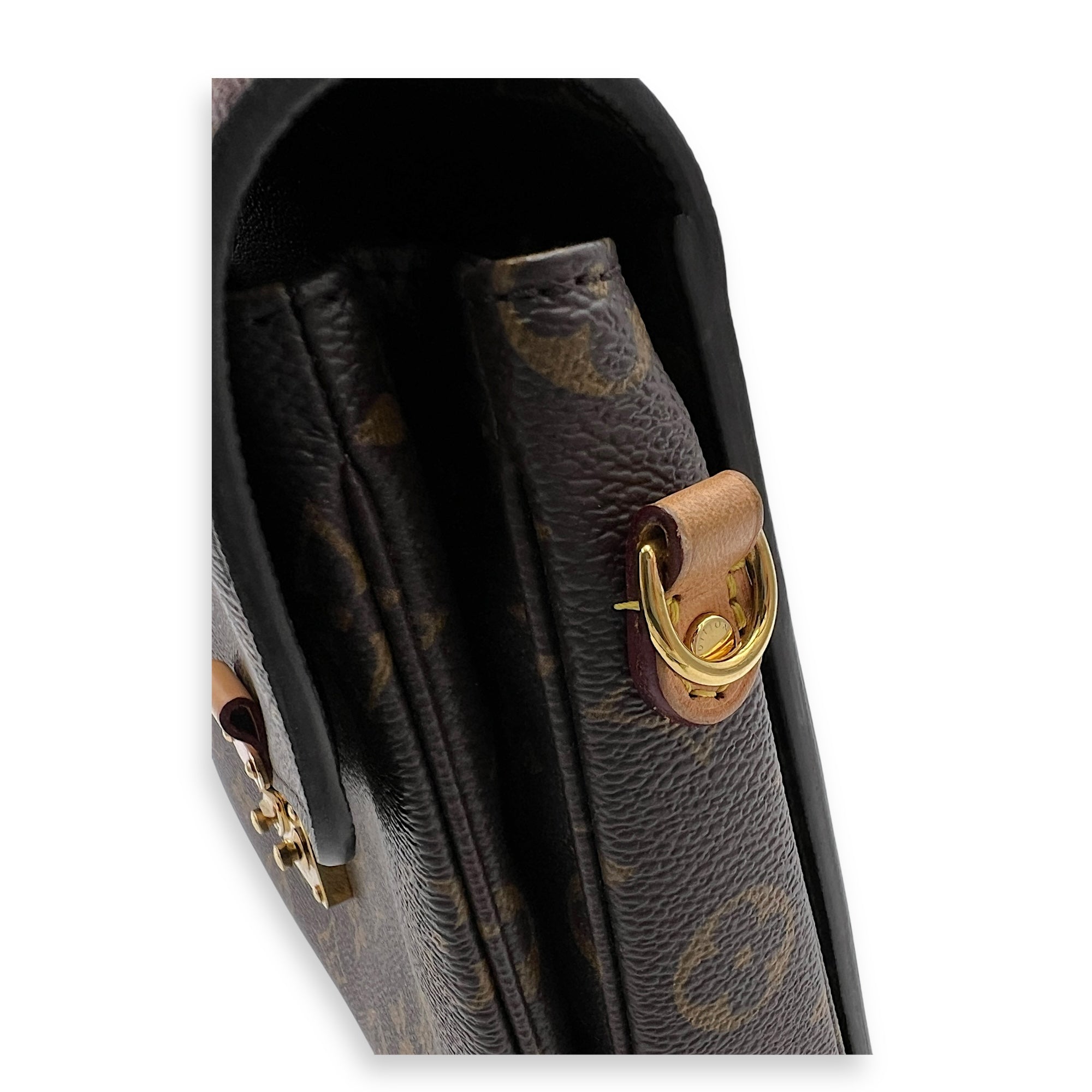 Metis Crossbody Bag Brown in Monogram Coated Canvas, Gold hardware