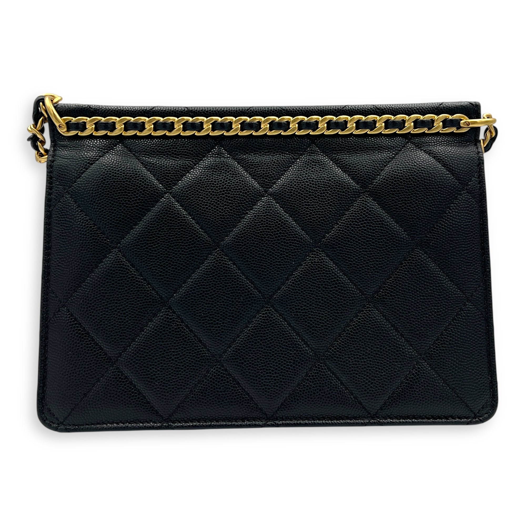 23A Chain on Top Crossbody Bag Black in Caviar Leather, Gold hardware