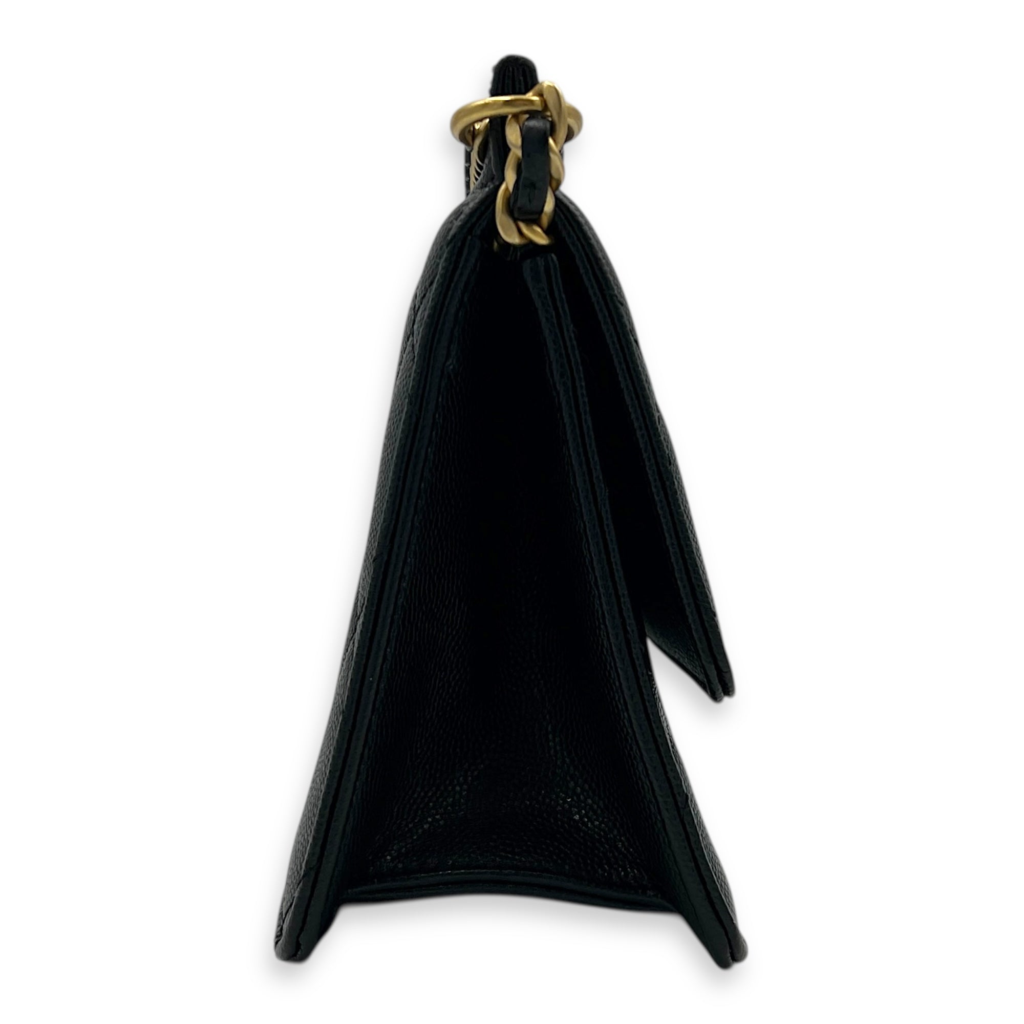 23A Chain on Top Crossbody Bag Black in Caviar Leather, Gold hardware