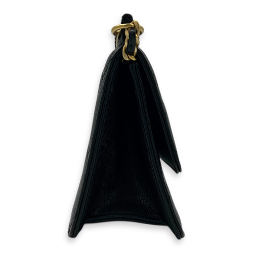 23A Chain on Top Crossbody Bag Black in Caviar Leather, Gold hardware